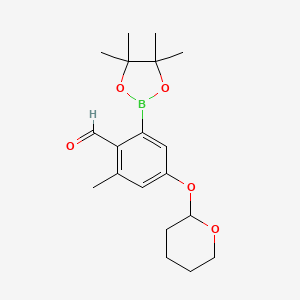2-Methyl-4-((tetrahydro-2H-pyran-2-yl)oxy)-6-(4,4,5,5-tetramethyl-1,3,2-dioxaborolan-2-yl)benzaldehyde