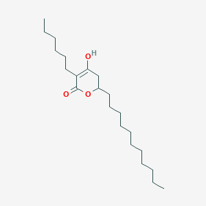 molecular formula C22H40O3 B8785955 3-Hexyl-4-hydroxy-6-undecyl-5,6-dihydro-2H-pyran-2-one CAS No. 112764-00-8