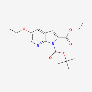molecular formula C17H22N2O5 B8786200 1H-Pyrrolo[2,3-b]pyridine-1,2-dicarboxylic acid, 5-ethoxy-, 1-(1,1-dimethylethyl) 2-ethyl ester 