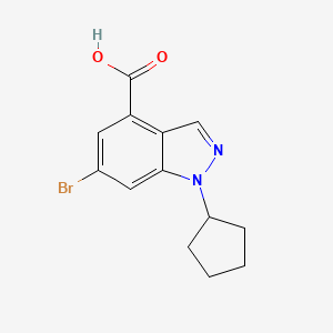 molecular formula C13H13BrN2O2 B8786268 1H-Indazole-4-carboxylic acid,6-broMo-1-cyclopentyl- 