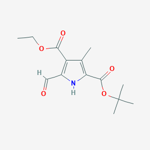 molecular formula C14H19NO5 B8786648 5-Formyl-3-methyl-1H-pyrrole-2,4-dicarboxylic acid 2-(1,1-dimethylethyl) 4-ethyl ester 
