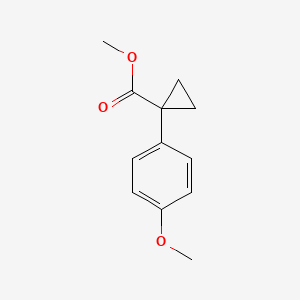 molecular formula C12H14O3 B8786760 Cyclopropanecarboxylic acid, 1-(4-methoxyphenyl)-, methyl ester 