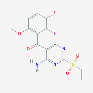 molecular formula C14H13F2N3O4S B8787137 (4-Amino-2-(ethylsulfonyl)pyrimidin-5-yl)(2,3-difluoro-6-methoxyphenyl)methanone 