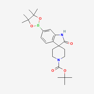 molecular formula C23H33BN2O5 B8787689 tert-Butyl 2-oxo-6-(4,4,5,5-tetramethyl-1,3,2-dioxaborolan-2-yl)spiro[indoline-3,4'-piperidine]-1'-carboxylate 