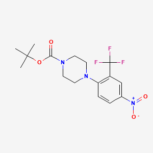 molecular formula C16H20F3N3O4 B8787740 Tert-butyl 4-(4-nitro-2-(trifluoromethyl)phenyl)piperazine-1-carboxylate 