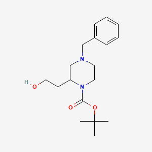 molecular formula C18H28N2O3 B8787988 Tert-butyl 4-benzyl-2-(2-hydroxyethyl)piperazine-1-carboxylate CAS No. 517866-78-3