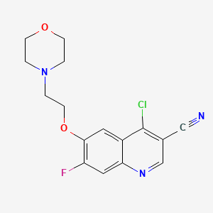 molecular formula C16H15ClFN3O2 B8788353 3-Quinolinecarbonitrile, 4-chloro-7-fluoro-6-[2-(4-morpholinyl)ethoxy]- 