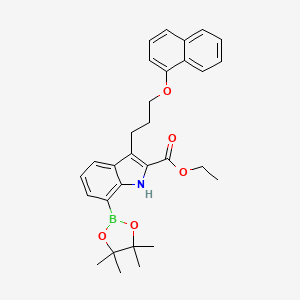 Ethyl 3-(3-(naphthalen-1-yloxy)propyl)-7-(4,4,5,5-tetramethyl-1,3,2-dioxaborolan-2-yl)-1h-indole-2-carboxylate