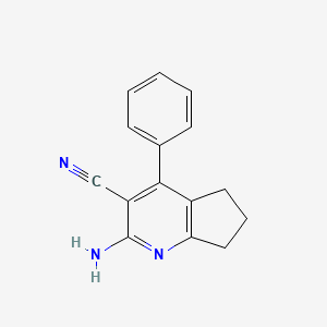 molecular formula C15H13N3 B8789610 2-amino-4-phenyl-6,7-dihydro-5H-cyclopenta[b]pyridine-3-carbonitrile 