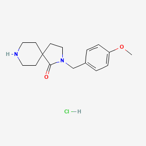 B8789691 2,8-Diazaspiro[4.5]decan-1-one, 2-[(4-methoxyphenyl)methyl]-, (Hydrochloride) (1:1) CAS No. 848308-25-8