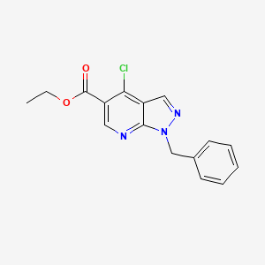 molecular formula C16H14ClN3O2 B8789722 Ethyl 1-benzyl-4-chloro-1H-pyrazolo[3,4-B]pyridine-5-carboxylate CAS No. 37801-55-1