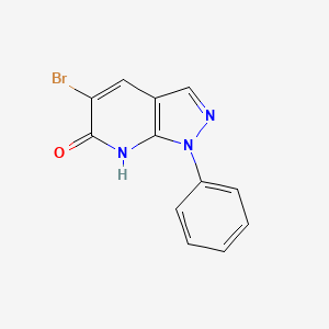 molecular formula C12H8BrN3O B8789948 5-Bromo-1-phenyl-1H-pyrazolo[3,4-b]pyridin-6(7H)-one 