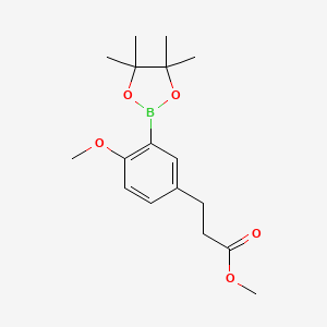 molecular formula C17H25BO5 B8790133 Methyl 3-(4-methoxy-3-(4,4,5,5-tetramethyl-1,3,2-dioxaborolan-2-yl)phenyl)propanoate 
