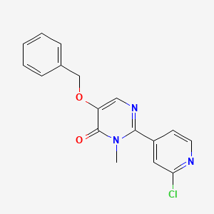 molecular formula C17H14ClN3O2 B8790279 5-(benzyloxy)-2-(2-chloropyridin-4-yl)-3-methylpyrimidin-4(3H)-one 