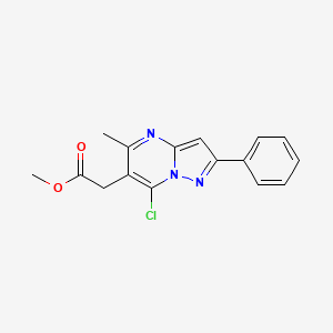 molecular formula C16H14ClN3O2 B8790765 Methyl 2-(7-chloro-5-methyl-2-phenylpyrazolo[1,5-A]pyrimidin-6-YL)acetate 