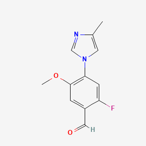 molecular formula C12H11FN2O2 B8791361 2-fluoro-5-methoxy-4-(4-methyl-1H-imidazol-1-yl)benzaldehyde 