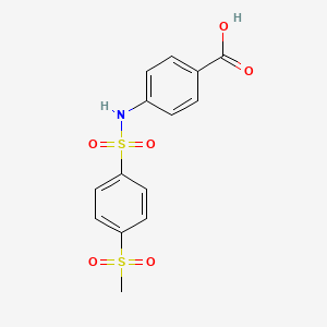 molecular formula C14H13NO6S2 B8791437 4-{[4-(Methanesulfonyl)benzene-1-sulfonyl]amino}benzoic acid CAS No. 919113-93-2