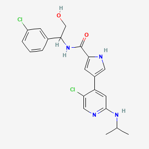 molecular formula C21H22Cl2N4O2 B8791545 N-[1-(3-chlorophenyl)-2-hydroxyethyl]-4-[5-chloro-2-(propan-2-ylamino)pyridin-4-yl]-1H-pyrrole-2-carboxamide 