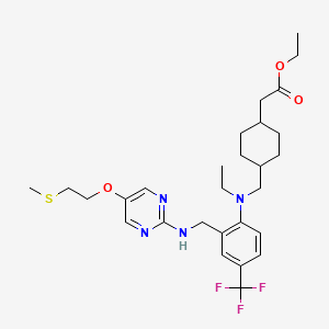 Ethyl 2-(trans-4-((ethyl(2-(((5-(2-(methylthio)ethoxy)pyrimidin-2-yl)amino)methyl)-4-(trifluoromethyl)phenyl)amino)methyl)cyclohexyl)acetate