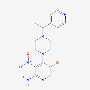 molecular formula C16H19BrN6O2 B8792145 5-Bromo-3-nitro-4-(4-(1-(pyridin-4-yl)ethyl)piperazin-1-yl)pyridin-2-amine 
