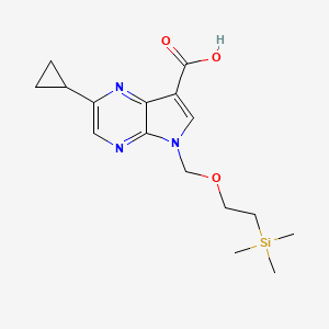 molecular formula C16H23N3O3Si B8793275 2-cyclopropyl-5-((2-(trimethylsilyl)ethoxy)methyl)-5H-pyrrolo[2,3-b]pyrazine-7-carboxylic acid 