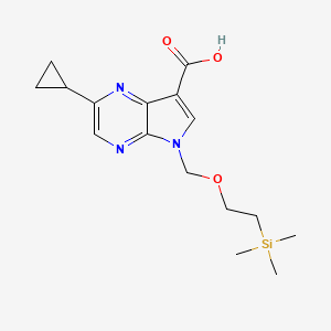2-cyclopropyl-5-((2-(trimethylsilyl)ethoxy)methyl)-5H-pyrrolo[2,3-b]pyrazine-7-carboxylic acid