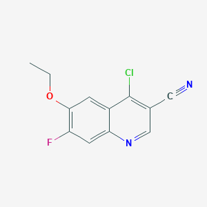 molecular formula C12H8ClFN2O B8793759 4-Chloro-6-ethoxy-7-fluoro-3-quinolinecarbonitrile 