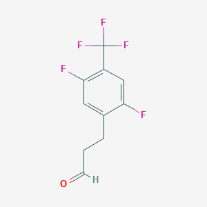 molecular formula C10H7F5O B8794683 Benzenepropanal, 2,5-difluoro-4-(trifluoromethyl)- (or 3-(2,5-Difluoro-4-trifluoromethylphenyl)propionaldehyde ) CAS No. 1036396-41-4