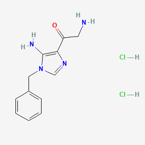 molecular formula C12H16Cl2N4O B8795031 2-amino-1-[5-amino-1-(phenylmethyl)-1H-imidazol-4-yl]Ethanone Dihydrochloride 