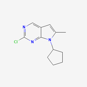 molecular formula C12H14ClN3 B8795152 2-Chloro-7-cyclopentyl-6-methyl-7H-pyrrolo[2,3-d]pyrimidine 