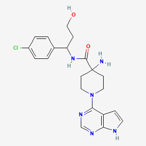 molecular formula C21H25ClN6O2 B8795202 4-amino-N-(1-(4-chlorophenyl)-3-hydroxypropyl)-1-(7H-pyrrolo[2,3-d]pyrimidin-4-yl)piperidine-4-carboxamide 
