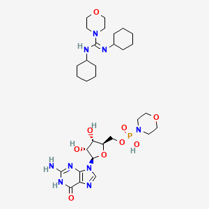molecular formula C31H52N9O9P B8795650 N,N'-Dicyclohexylmorpholine-4-carboximidamide ((2R,3S,4R,5R)-5-(2-amino-6-oxo-1H-purin-9(6H)-yl)-3,4-dihydroxytetrahydrofuran-2-yl)methyl morpholinophosphonate CAS No. 7361-07-1