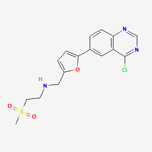molecular formula C16H16ClN3O3S B8795779 n-((5-(4-Chloroquinazolin-6-yl)furan-2-yl)methyl)-2-(methylsulfonyl)ethanamine 