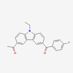 molecular formula C23H18FNO2 B8797443 1-(9-Ethyl-6-(4-fluorobenzoyl)-9H-carbazol-3-yl)ethanone 
