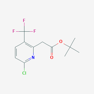 molecular formula C12H13ClF3NO2 B8798219 tert-Butyl 2-(6-chloro-3-(trifluoromethyl)pyridin-2-yl)acetate 