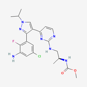 molecular formula C21H25ClFN7O2 B8798621 Methyl (S)-(1-((4-(3-(3-amino-5-chloro-2-fluorophenyl)-1-isopropyl-1H-pyrazol-4-yl)pyrimidin-2-yl)amino)propan-2-yl)carbamate 