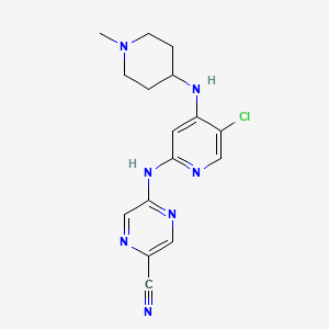 molecular formula C16H18ClN7 B8798755 5-((5-Chloro-4-((1-methylpiperidin-4-yl)amino)pyridin-2-yl)amino)pyrazine-2-carbonitrile 