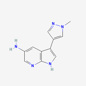 molecular formula C11H11N5 B8798769 3-(1-Methyl-1H-pyrazol-4-yl)-1H-pyrrolo[2,3-b]pyridin-5-amine CAS No. 923583-13-5