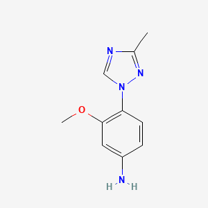 molecular formula C10H12N4O B8798907 3-Methoxy-4-(3-methyl-1H-1,2,4-triazol-1-yl)aniline 