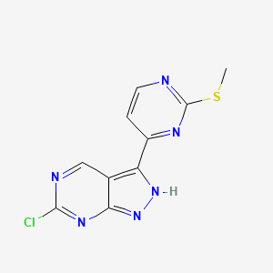 molecular formula C10H7ClN6S B8798931 6-Chloro-3-(2-(methylthio)pyrimidin-4-yl)-1H-pyrazolo[3,4-d]pyrimidine 