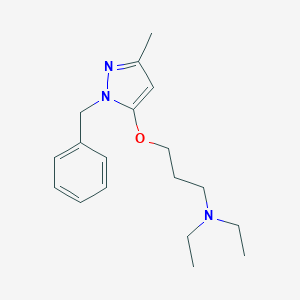 molecular formula C18H27N3O B087991 Pyrazole, 1-benzyl-5-(3-(diethylamino)propoxy)-3-methyl- CAS No. 13200-69-6