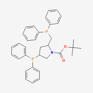 molecular formula C34H37NO2P2 B8799181 tert-Butyl 4-(diphenylphosphanyl)-2-((diphenylphosphanyl)methyl)pyrrolidine-1-carboxylate 