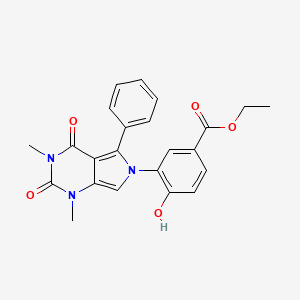 molecular formula C23H21N3O5 B8799421 Ethyl 3-[1,3-dimethyl-2,4-dioxo-5-phenyl-3,4-dihydro-1H-pyrrolo[3,4-d]pyrimidin-6(2H)-yl]-4-hydroxybenzoate 