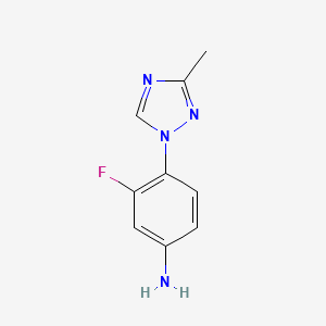 molecular formula C9H9FN4 B8799653 3-Fluoro-4-(3-methyl-1H-1,2,4-triazol-1-YL)aniline 