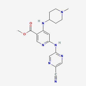 molecular formula C18H21N7O2 B8799853 Methyl 6-((5-cyanopyrazin-2-yl)amino)-4-((1-methylpiperidin-4-yl)amino)nicotinate 