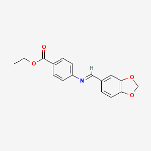 molecular formula C17H15NO4 B8800283 ETHYL 4-[(E)-[(2H-1,3-BENZODIOXOL-5-YL)METHYLIDENE]AMINO]BENZOATE 