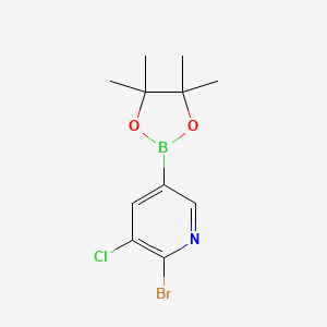 molecular formula C11H14BBrClNO2 B8800471 2-Bromo-3-chloro-5-(4,4,5,5-tetramethyl-1,3,2-dioxaborolan-2-YL)pyridine 