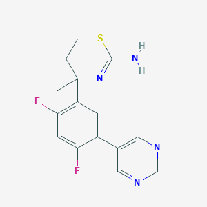 molecular formula C15H14F2N4S B8800509 (4S)-4-(2,4-difluoro-5-pyrimidin-5-ylphenyl)-4-methyl-5,6-dihydro-1,3-thiazin-2-amine 