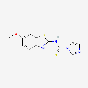molecular formula C12H10N4OS2 B8800654 N-(6-Methoxybenzo[d]thiazol-2-yl)-1H-imidazole-1-carbothioamide 