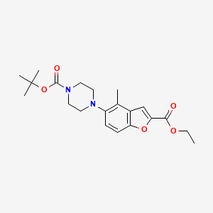 molecular formula C21H28N2O5 B8800720 Tert-butyl 4-(2-(ethoxycarbonyl)-4-methylbenzofuran-5-yl)piperazine-1-carboxylate CAS No. 1192172-70-5